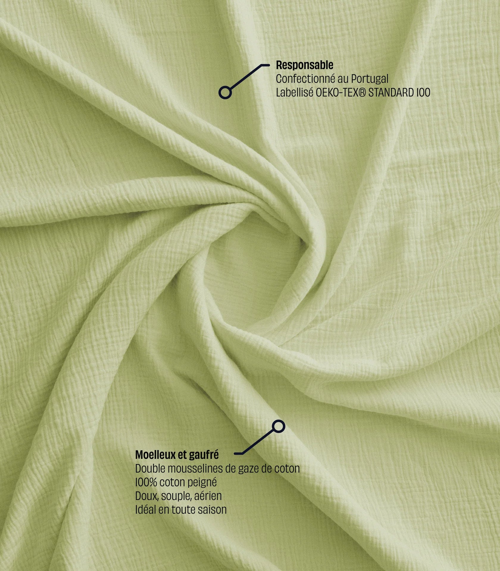 Taies d'oreiller en gaze de coton Avocat